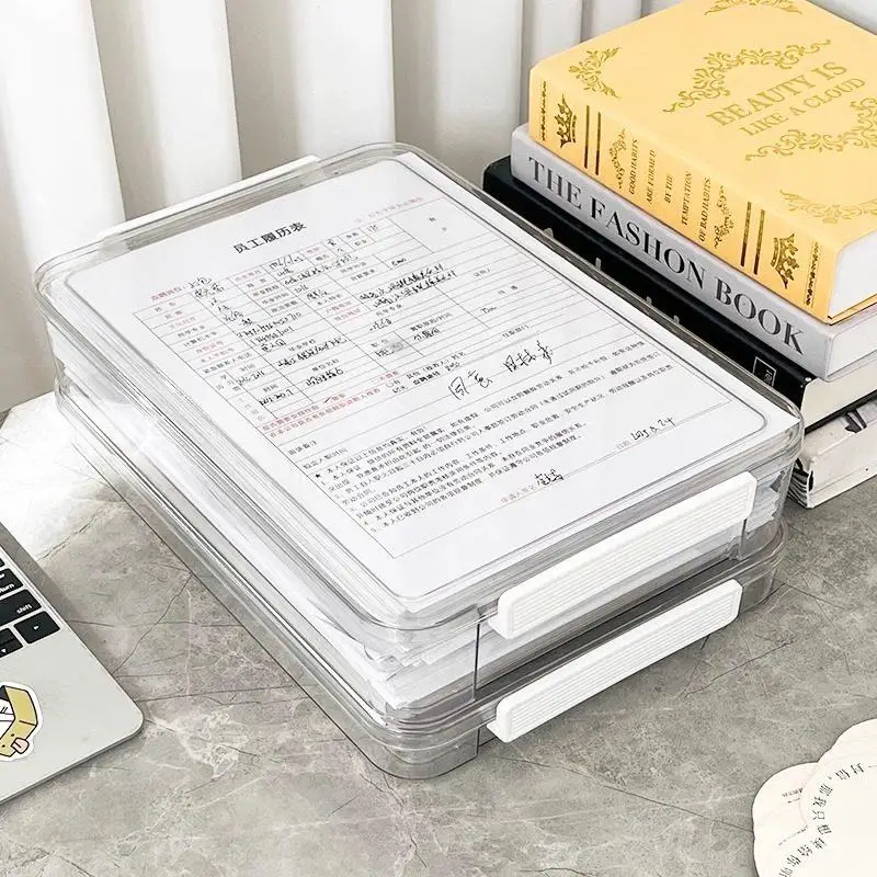 boite-de-rangement-transparente-pour-documents-domestiques-classeur-a4-dossiers-importants-porte-cartes-d'identite-organiseur-de-notes-de-test