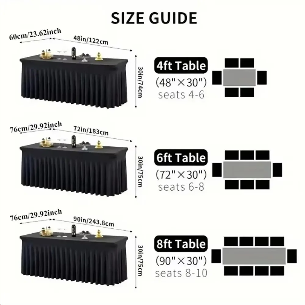 4/6/8ft Party Table Skirt Birthday Pleated Dessert Tablecloth Cover Wedding Festive Table Skirting Baby Shower Home Table Decor