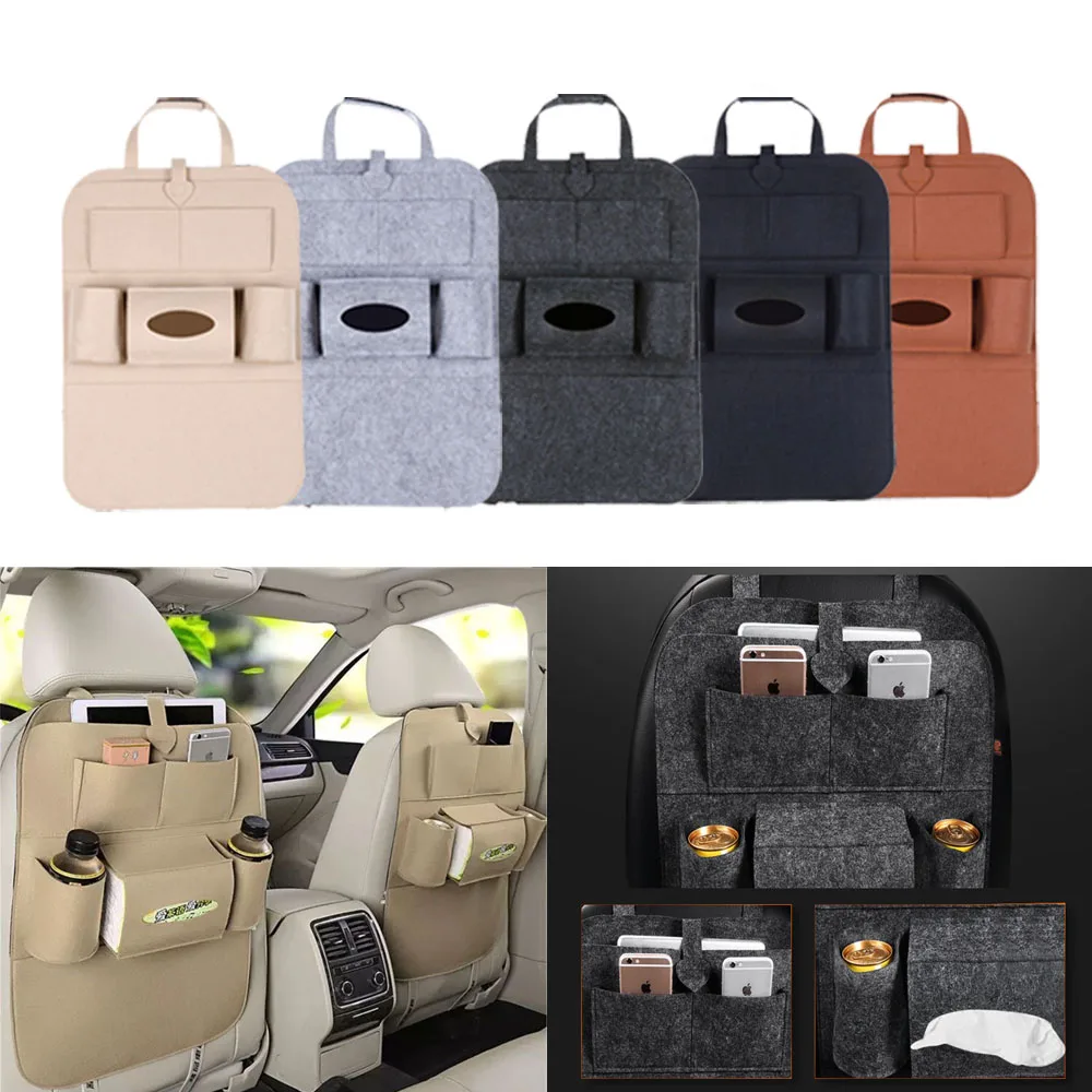 Felt Car Interior For VW Golf Amarok Canyon Aventura Atlas Beetle Jetta Bora CC 1PC Car Back Seat Organizer Storage Bag 6 Pocket