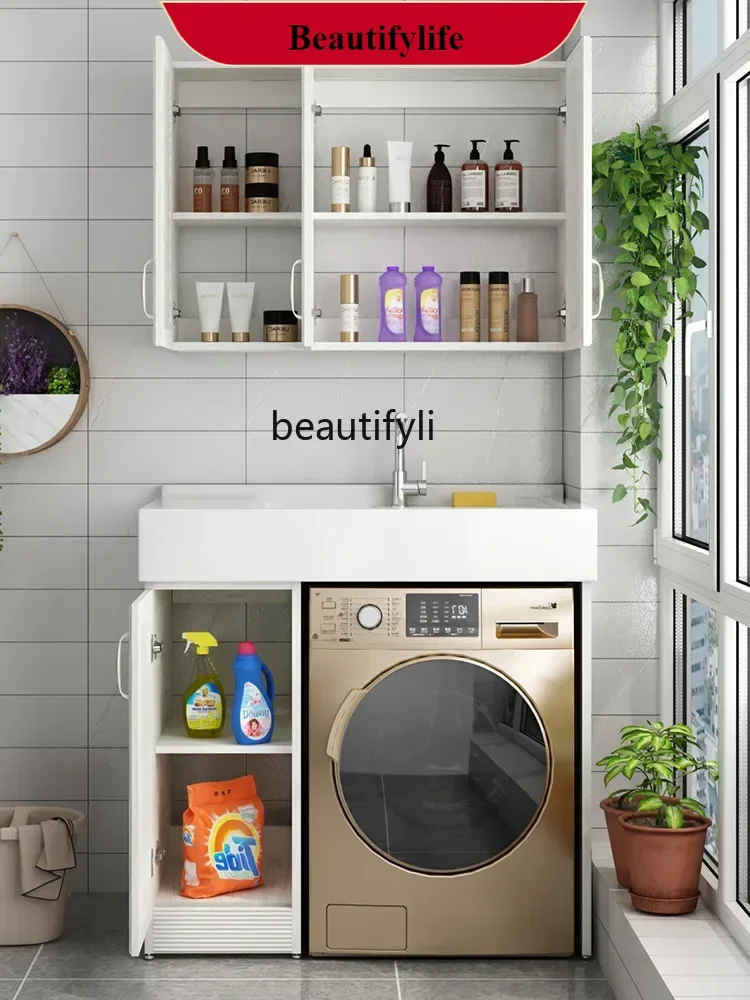 

F185 newAluminum Wash Wardrobe Small Apartment Balcony Washing Machine Combination Inter-Platform Basin Bathroom Cabine