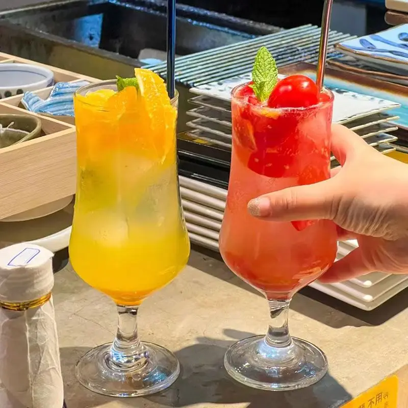 

Korean Style Light Luxury Tall Glass Cocktail Cup Cold Drink Soda Bubble Water Cup Home Party Drinkware Bar Drinking Utensils
