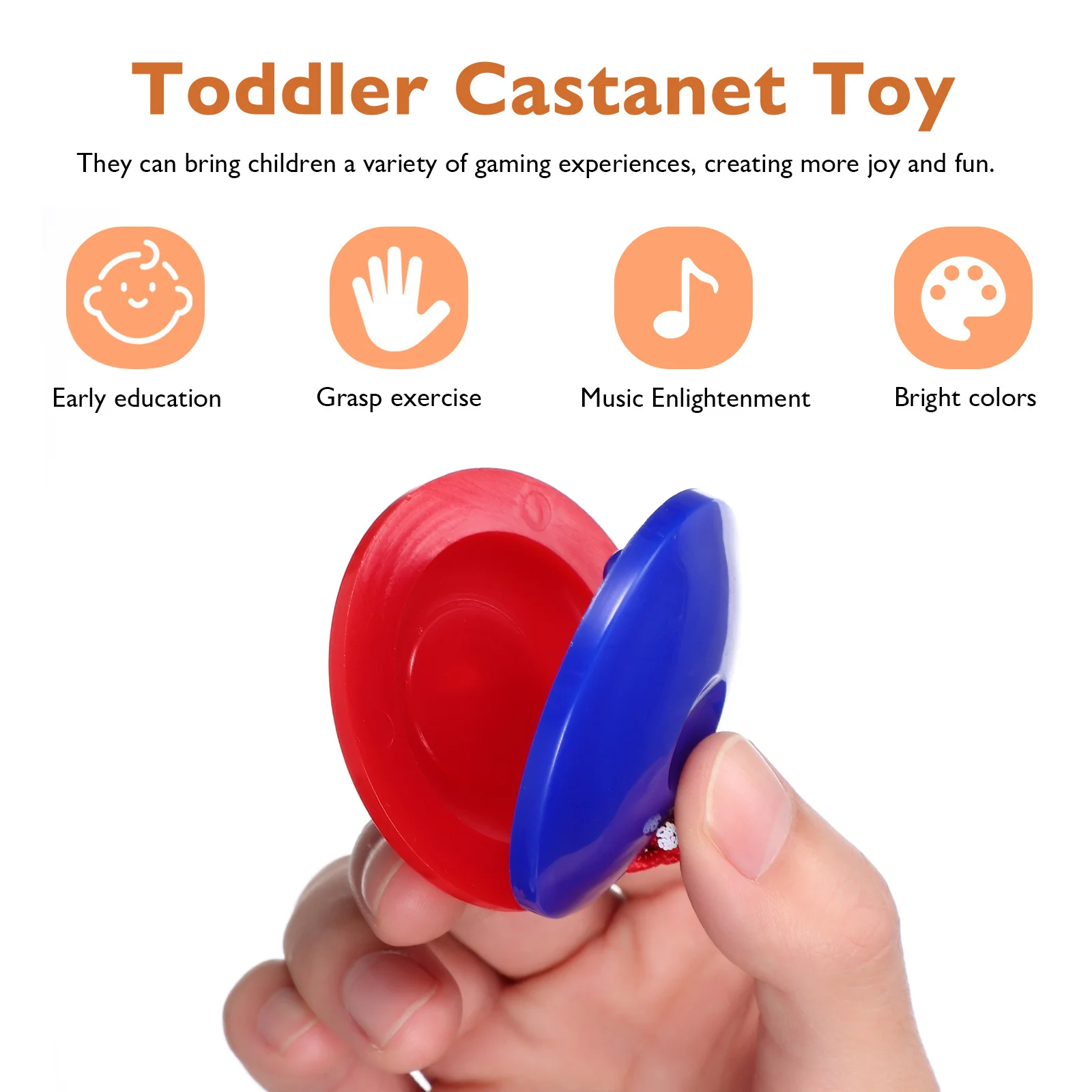 24 قطعة من الآلات الموسيقية الخشبية من كاستانيت، لوازم فنية تعليمية للإيقاع الحسي #4