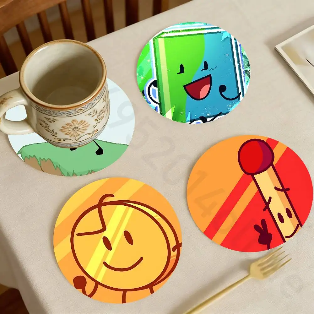 

B-Battle for Dream I-Island BFDI Wooden Theme Desktop Heat Mats Home Decor Coffee Mug Coasters For Office Restaurant