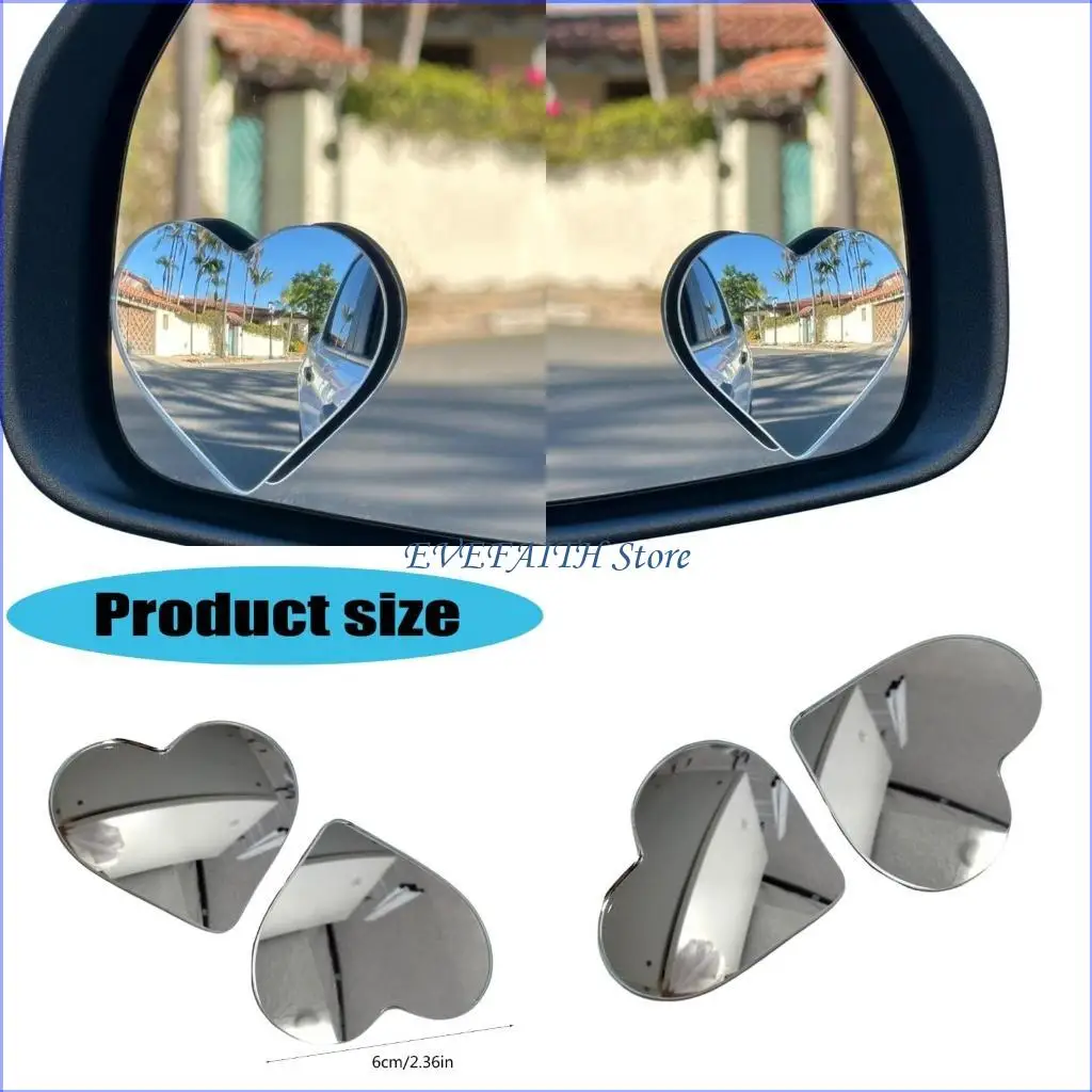 

124B Blind Spots Mirrors Heart Shaped Convex Rearview Side Mirror for Enhanced Safety Universal Car Wide Side Mirror