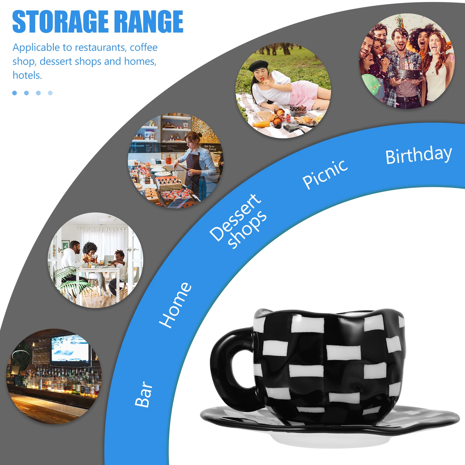 

1Set Elegant Checkered Coffee Mug and Saucer Set Multi Function Drink Cup for Office Home Gift Idea Checkered Mug with Saucer