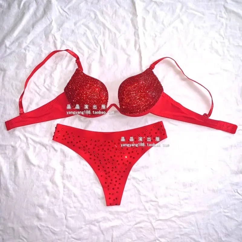 

Customized Nightclub Bar Singer DJ Pole Belly Performance Costume Stage Outfit Hot Stamping U-shaped Bra Gathered Together