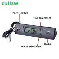 DS-1 Car Thermometer LCD Display C/F Clock Temperature Sensor Controller Indoor Outdoor Thermostat With Probe For Vehicle Car