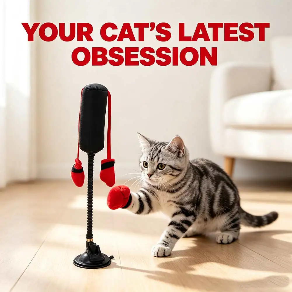 Suction Cup Cat Boxing Self-standing Scratch Trainer Pet Punching Bag Scratch Resistant Bite Resistant Cat Boxing Game