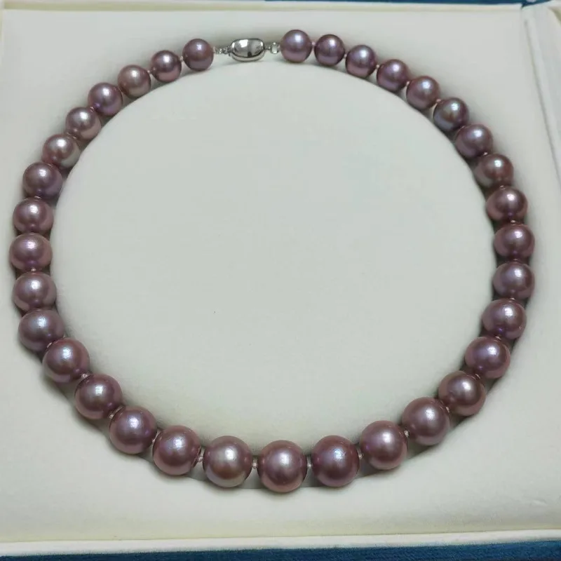 Natural Purple Edison Pearls Neckalce, 18”11-14mm, 925 Silver Clasp, Elegant Jewelry for Wedding or Special Occasion
