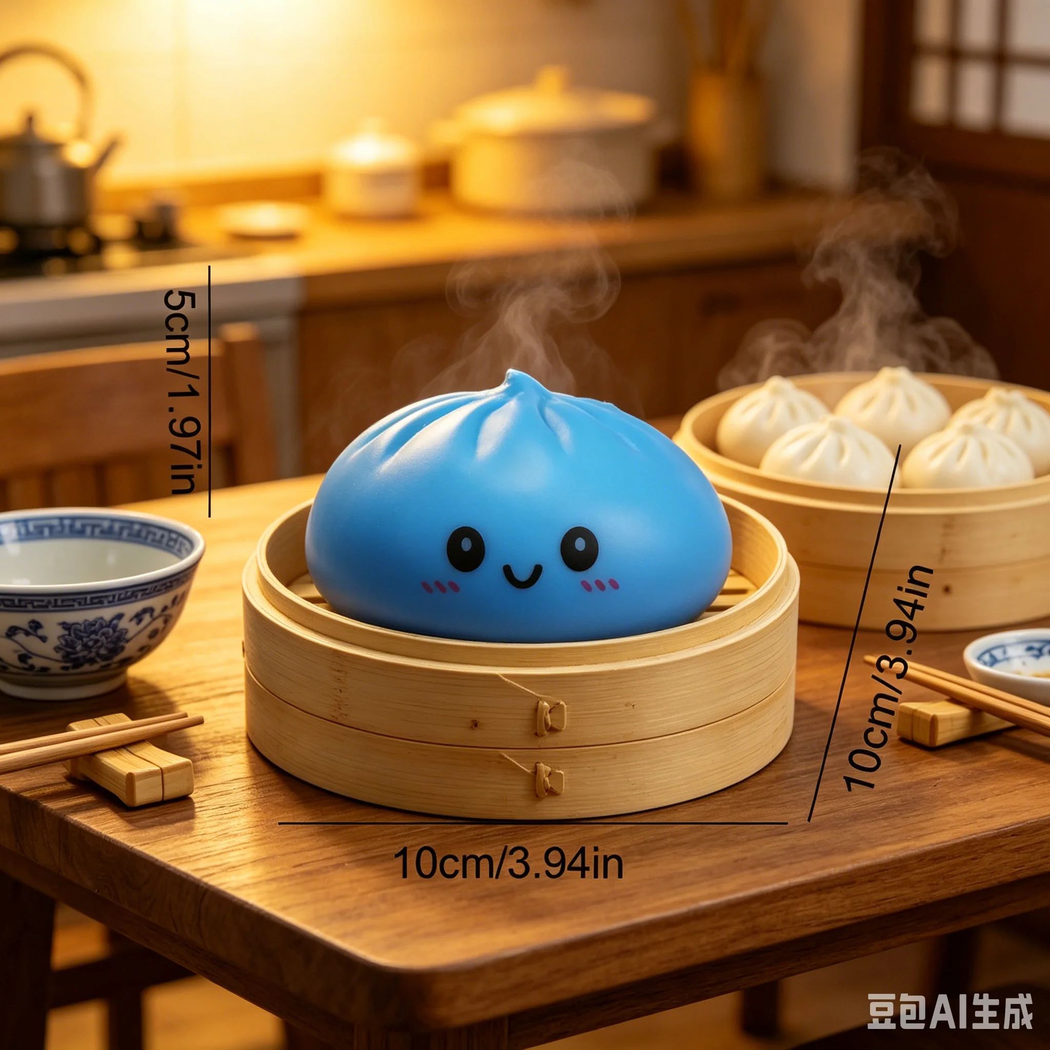 Bao Steamer Bamboo - Blauwe Cartoon Bao Bun Slow Rebound