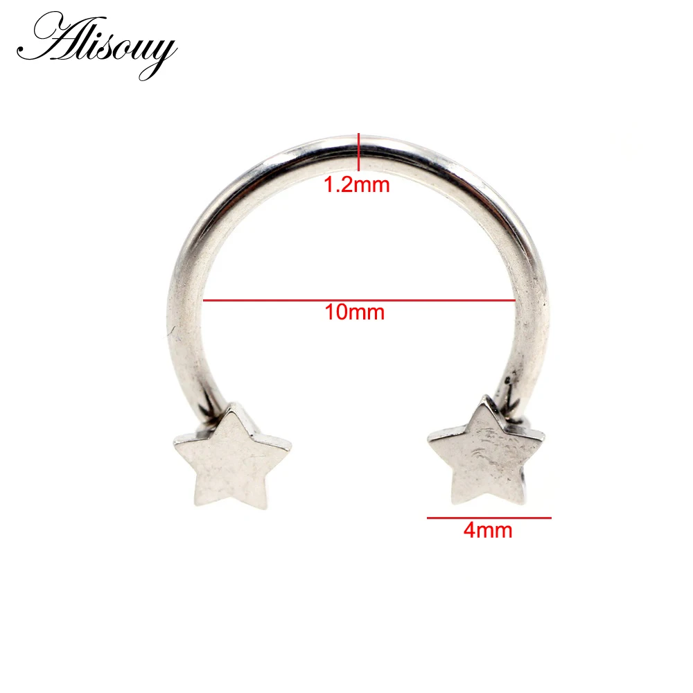 Alisouy 1PC Metal Horseshoe Fake Nose Ring C Clip BCR Septum Lip Stainless Steel Piercing Falso Nose Rings Hoop for Women Men