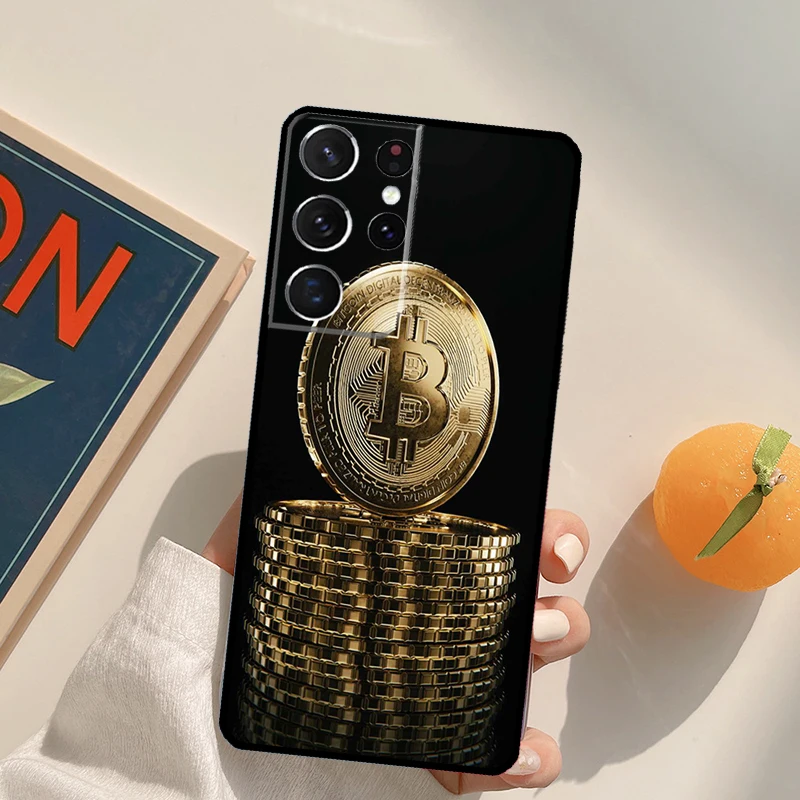 Custodia per telefono BTC Bitcoin per Samsung Galaxy S23 Ultra S20 S21 S22 S24 S25 S9 S10 Plus S24 FE Cover posteriore