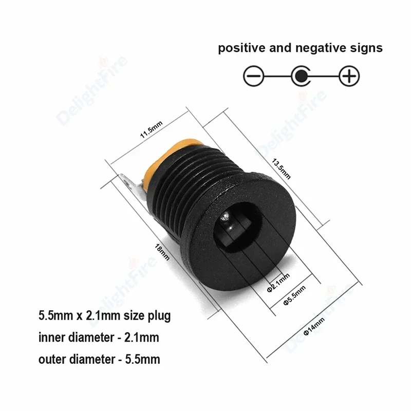 Connecteur d\'adaptateur d\'alimentation CC mâle et femelle, écrou à vis, montage sur panneau, 12V, 3A, 5.5mm, 2.1mm