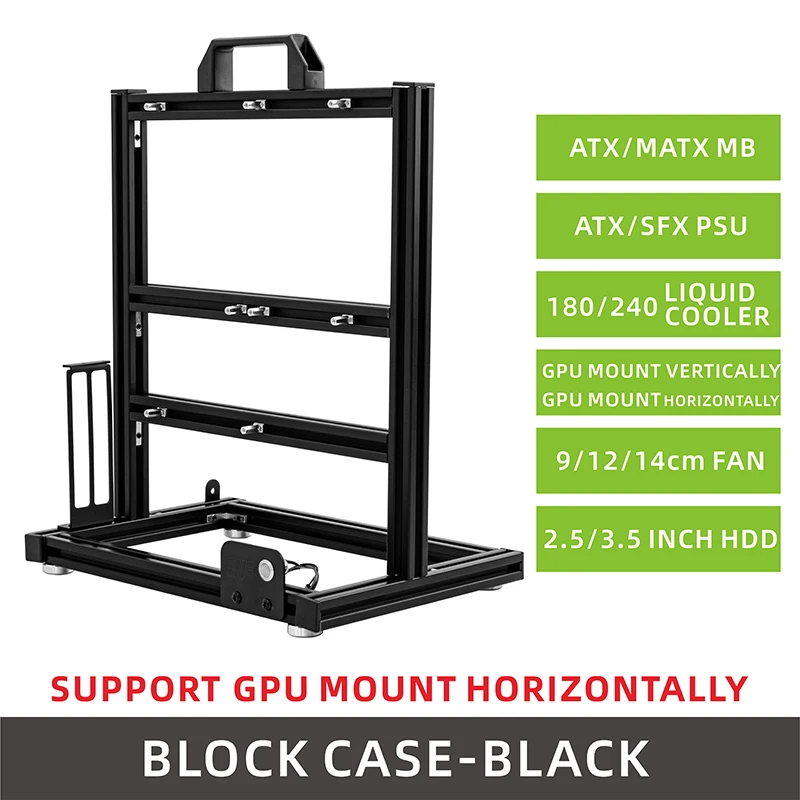 METALFISH BlockCase Aluminum Open Frame Case Support ATX/M-ATX Mainboard GPU Mount Horizontally 240 Water Cooler Gaming Cabinet image 3