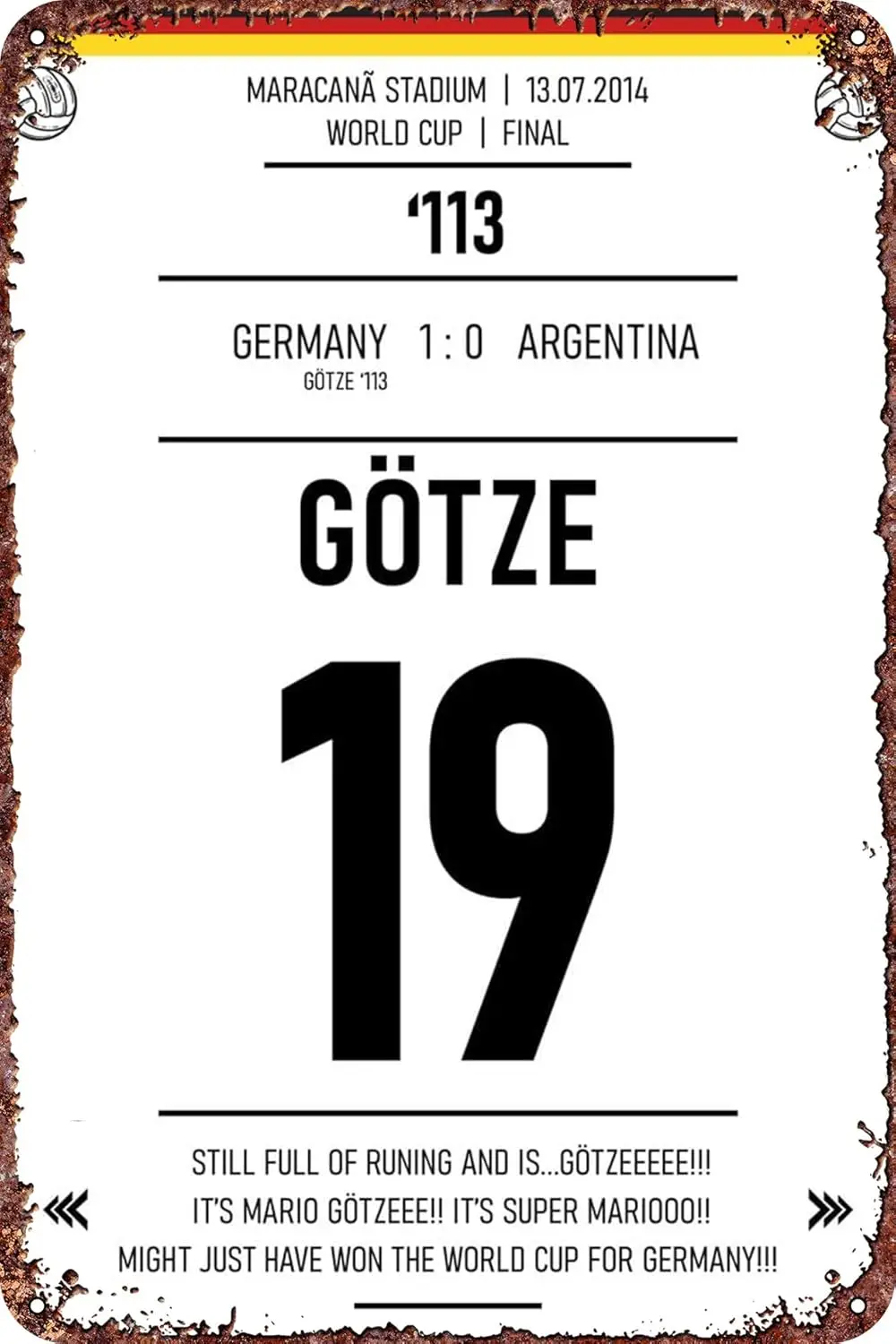 Gotze Germany Vintage Tin Sign Wall Art Decor - Retro Sign for Home Patio Decor Gifts Sports Poster - 8x12 Inch