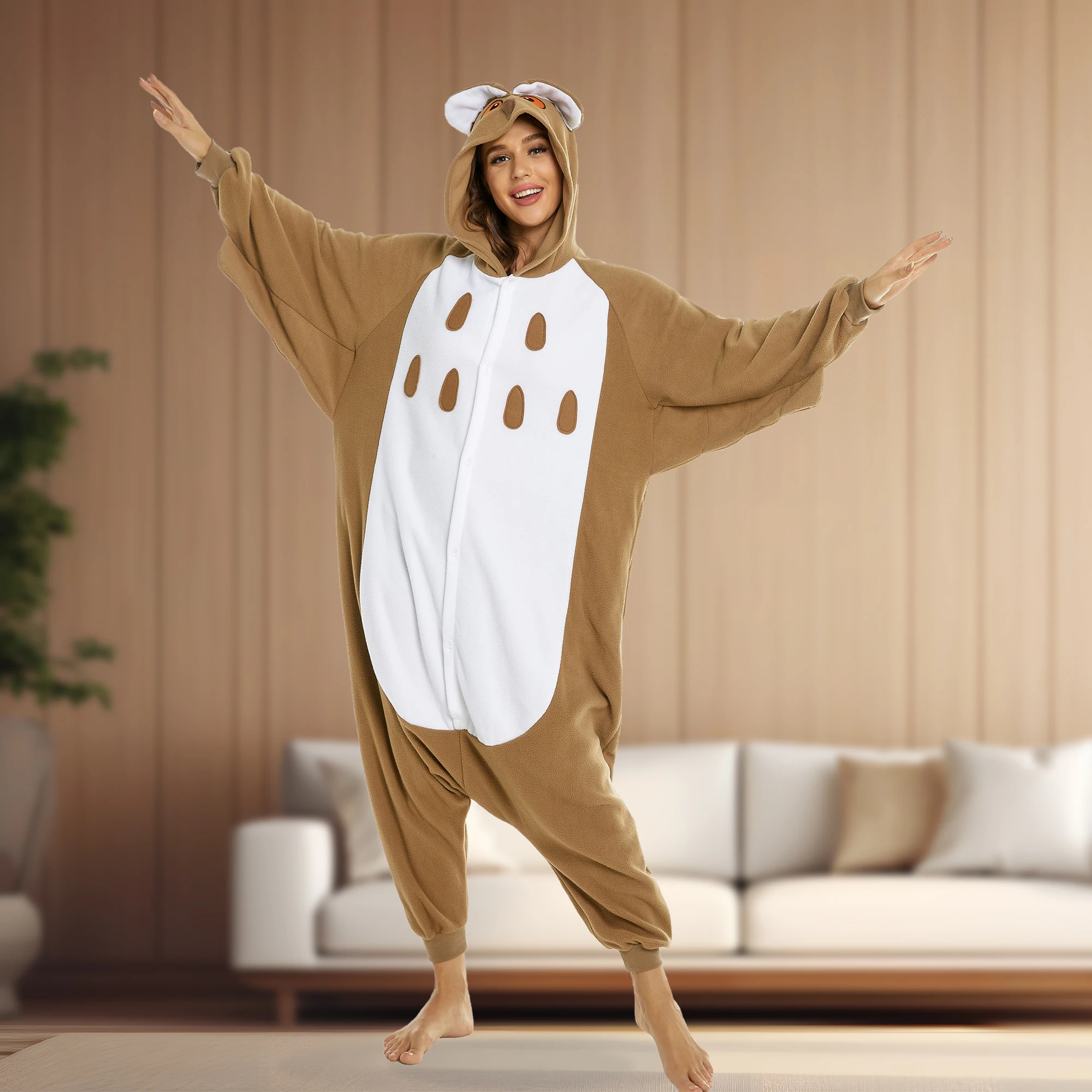 

CANASOUR Owl Onesie One-Piece Pajamas Adults Women Funny Hooded Pyjamas Halloween Christmas Cosplay Animal Costume Sleepwear