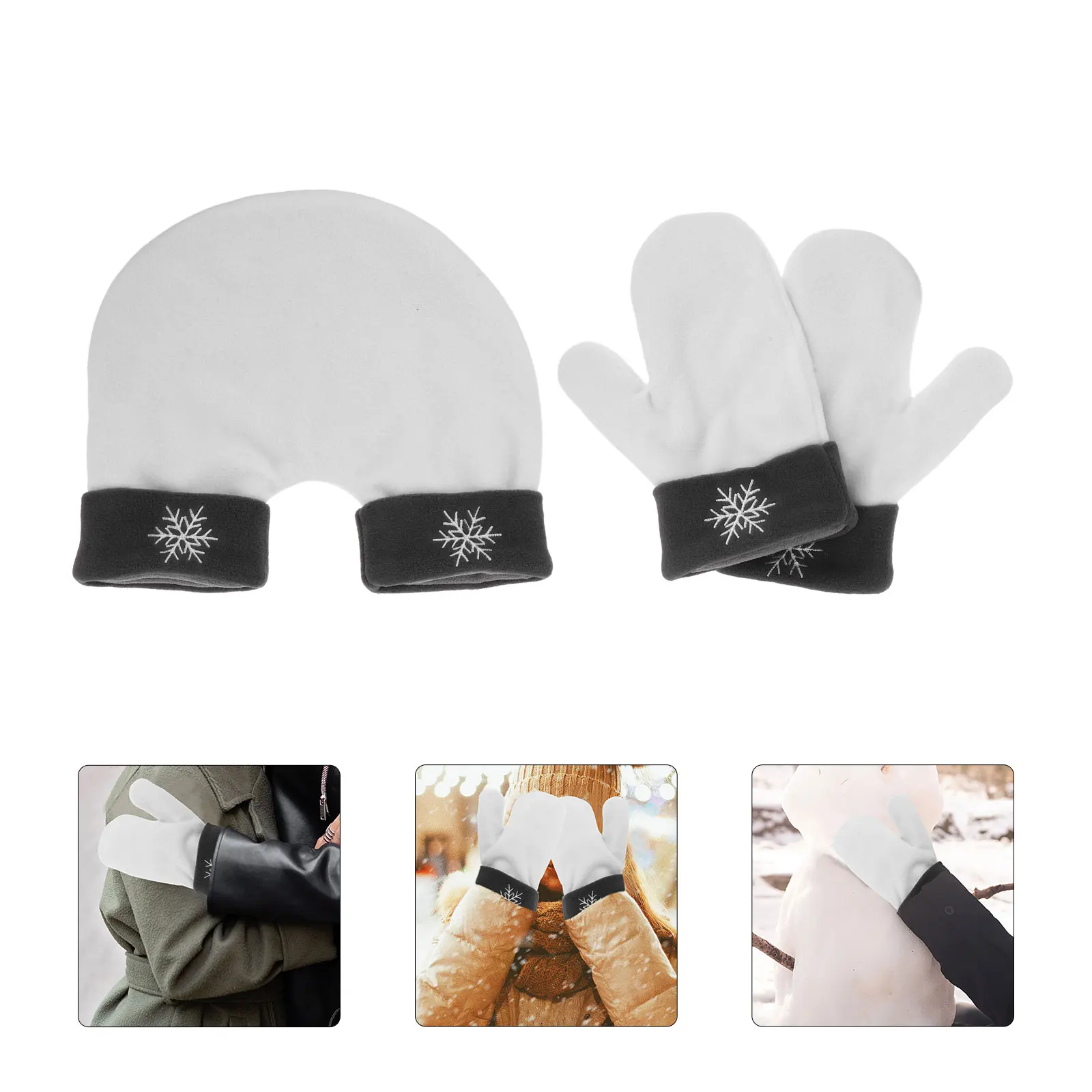 

1 set 1 Set Cute Couples Hand Holding Gloves Warm Polar Fleece Mittens Snowflake Design Romantic Touch Screen Soft Winter Travel