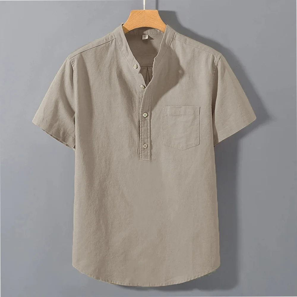 

Men's Summer Short Sleeve Solid Color T-shirt Pocket Design Button Shirts Daily High Street Wear Simple Comfortable Style