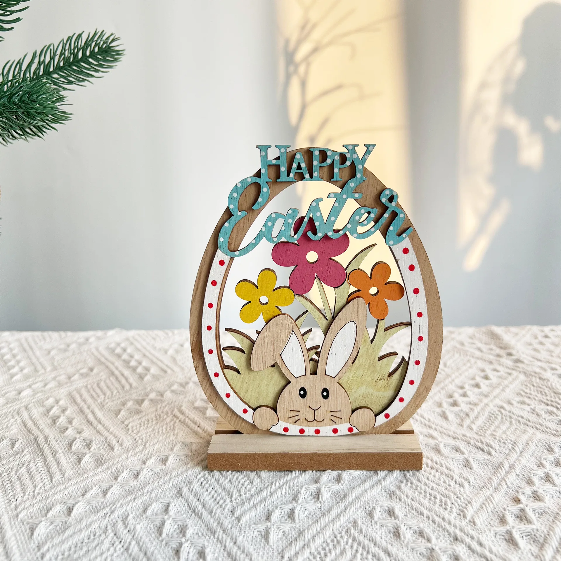 

Creative Unique Hollow Colored Egg Ornament Handicraft Cute Easter Wooden Pendant Easter Egg Ornaments Desktop