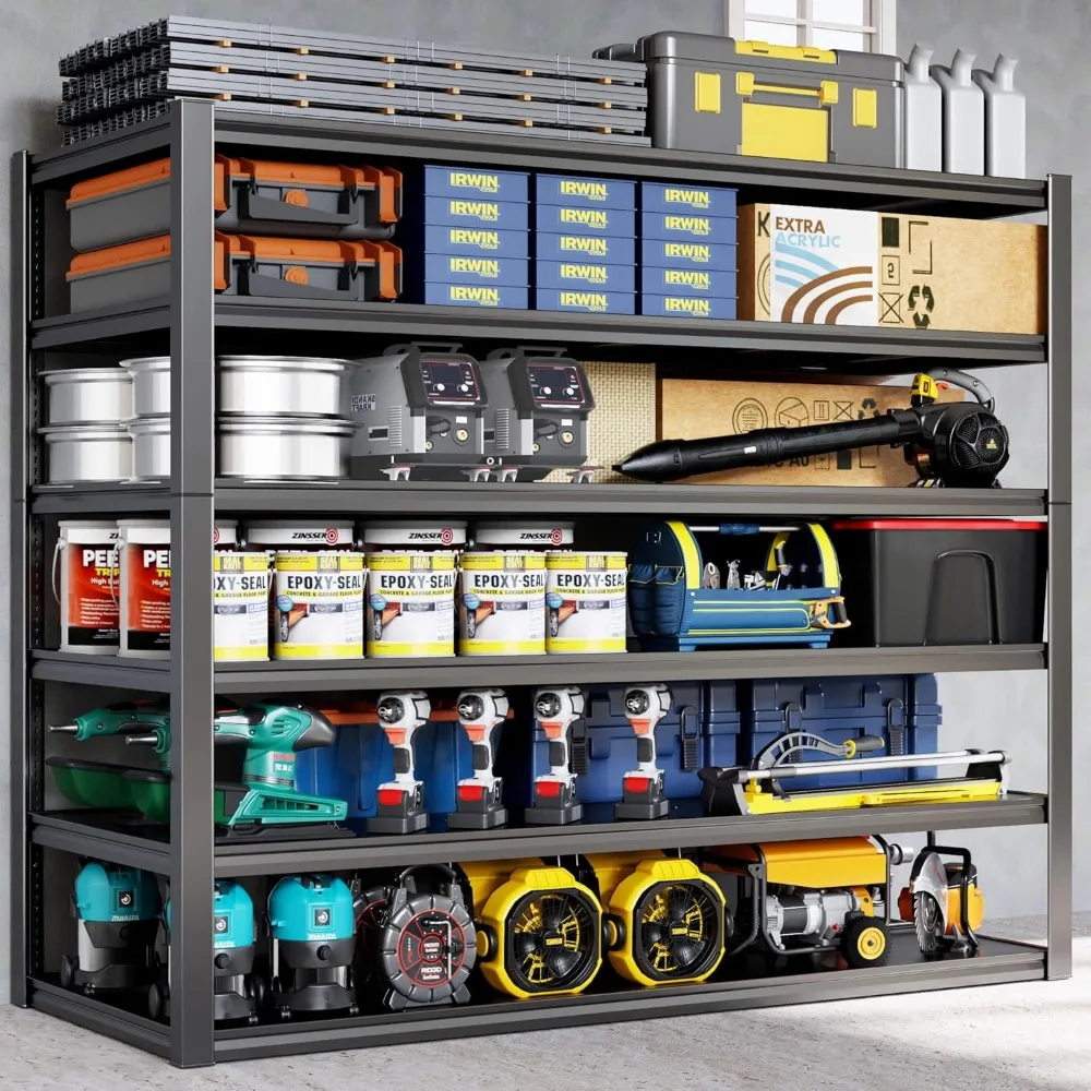 

"60"W Heavy-Duty Garage Shelving - 6-Tier Adjustable Storage Rack, 24"D x 84"H Commercial Shelves"​