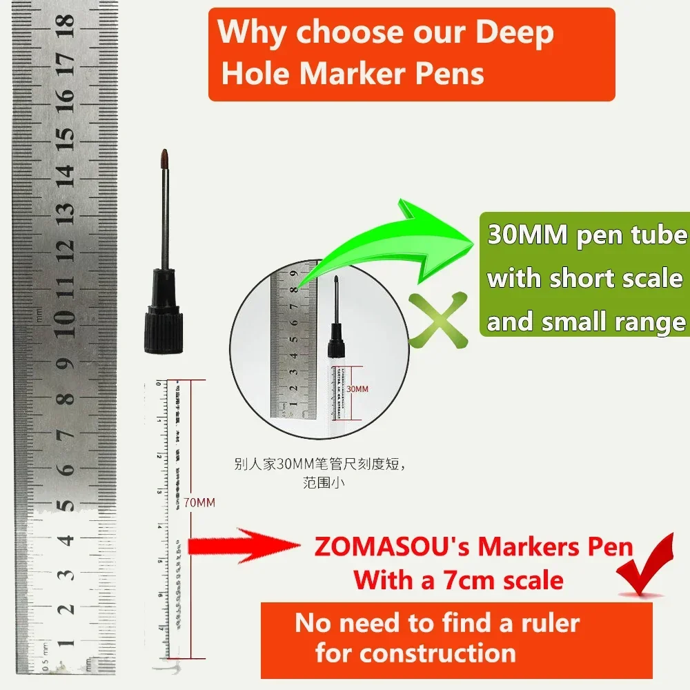 깊은 구멍 마커 펜, 방수 목공, 긴 펜촉 헤드 마커 펜, 타일 욕실 장식, 레드, 블랙, 블루, 그린, 20mm, 32mm, 1-16 개