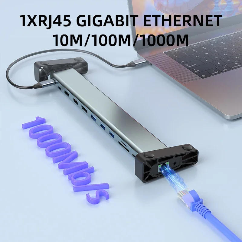 13 في 1 محطات إرساء PD متعددة الوظائف من النوع C 3.0 100 وات مع شاحن سريع 4K 60 هرتز HDMI TF SD 3.5 محور USB للصوت لأجهزة الكمبيوتر المحمول #5