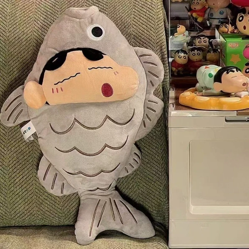 50cm Popular New Crayon Shin Chan Salted Fish Pillow Anime Accessory Cute Cartoon Plush Toy Gift Office Pillow