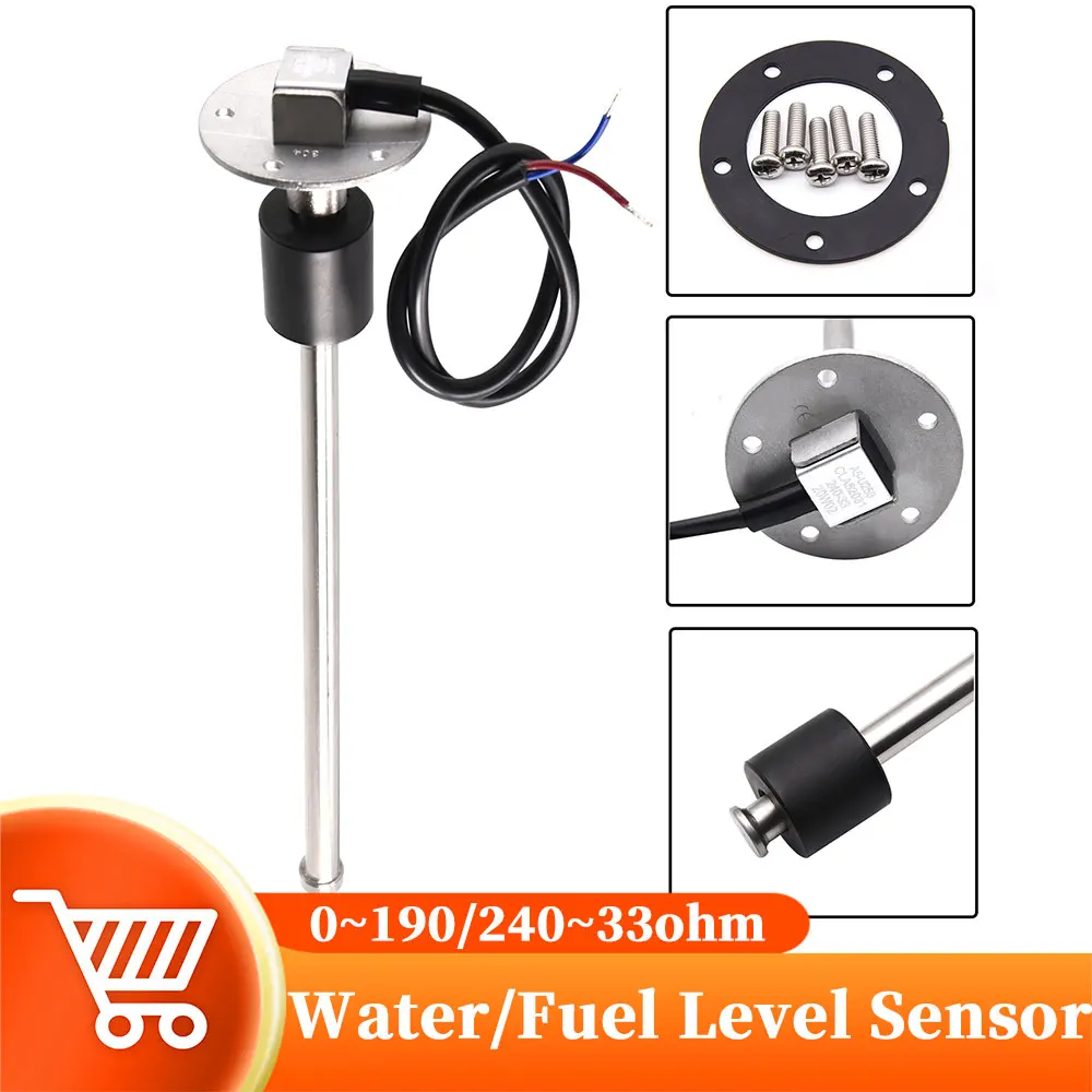 

Water Fuel Level Gauge Sensor 100/200/300/400/500MM Marine Boat Car Oil Liquid Tank Fuel Sender Unit Sensors 0-190/240-33ohm