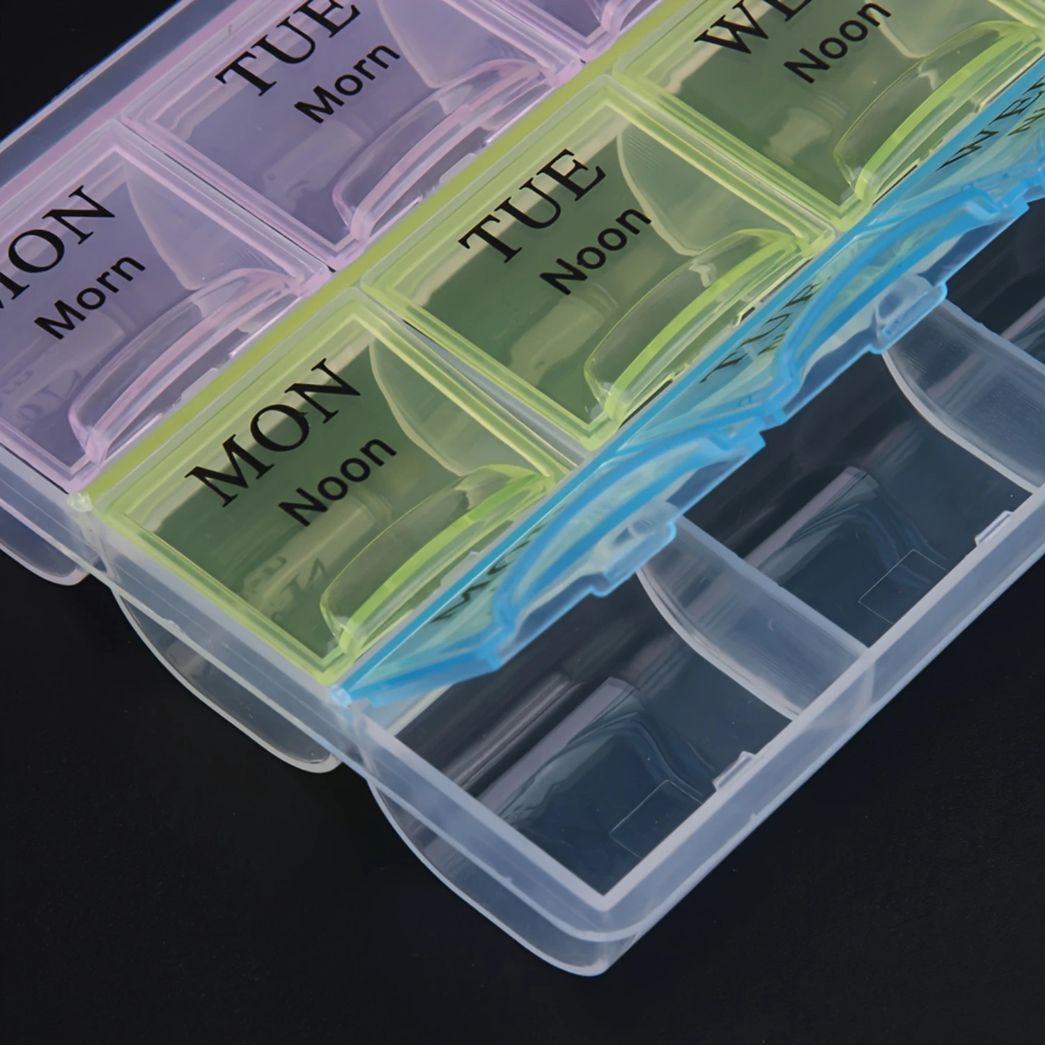 

2pcs 7-Day Pill Organizer Box, Weekly Transparent Pill Case, 21-Compartment With Secure Lid, 8.58 X 3.5 X 0.87 Inches, Medicine