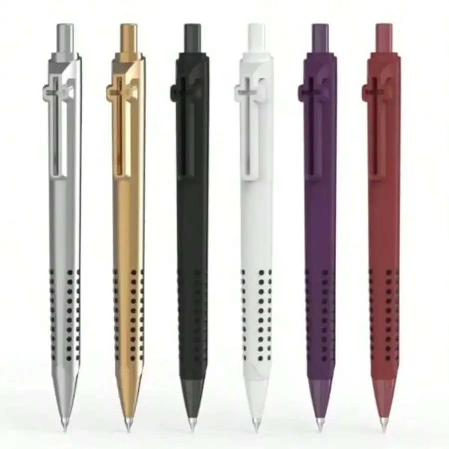 

2026 6 Pack Bible Journaling Gel Pens 0.7mm Black Ink Retractable With Cross Clip Smooth Writing Christian Gifts For Men Women Religious School And Office Supplies Vintage