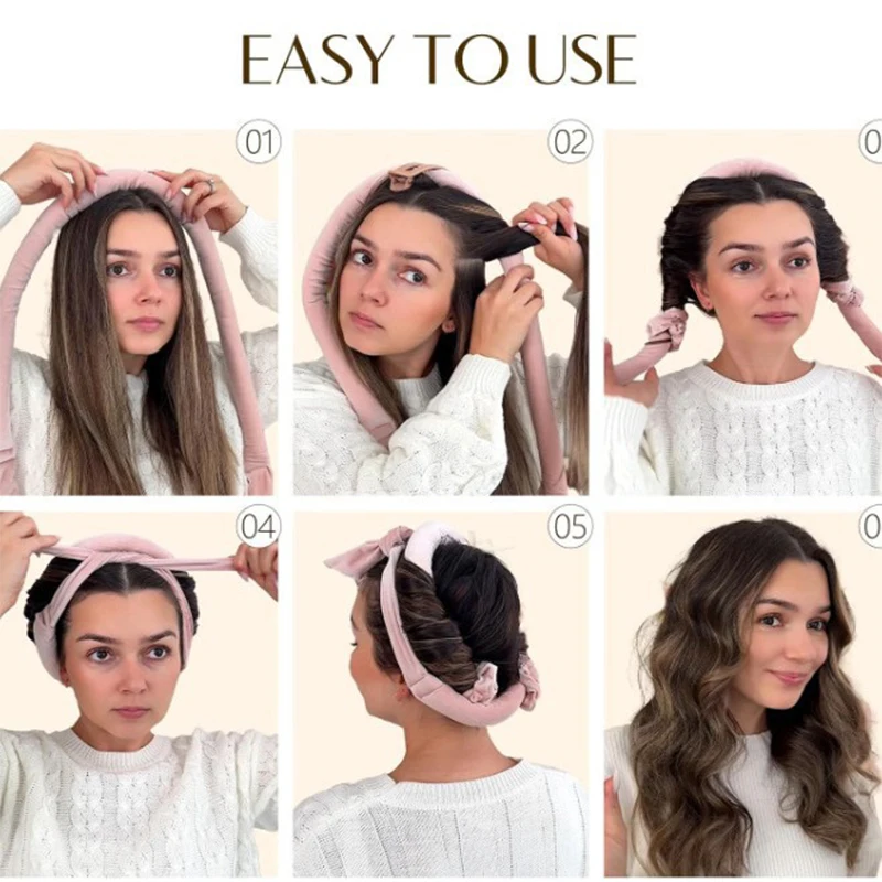 No Heat Hair Rollers Heatless Curling Rod Headband Soft Hair Curler Satin Curlers Curls Sleeping Bonnet Night Cap Styling Tools 4