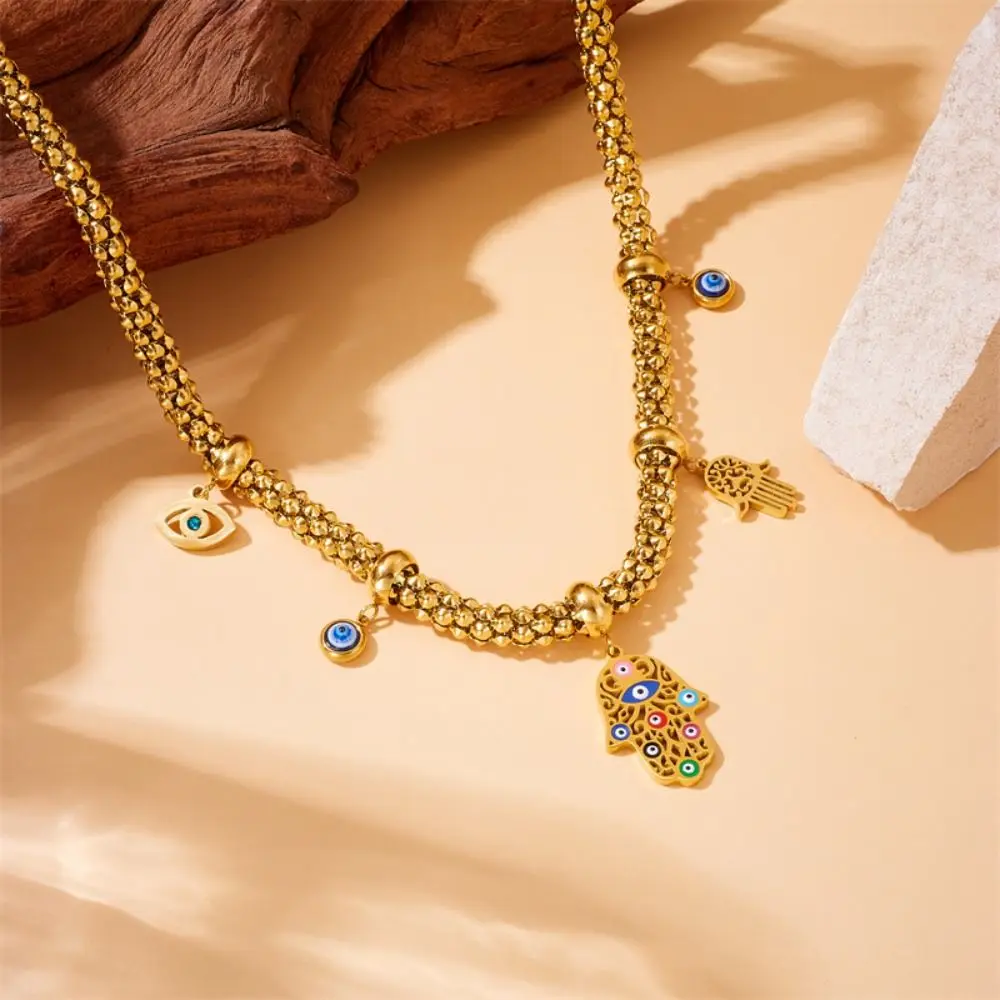 

Vintage Eyes of Demon Necklace Tassels Delicate Devil's Eye Necklace Trendy Imitated Pearl Women Pendant Necklace Girls