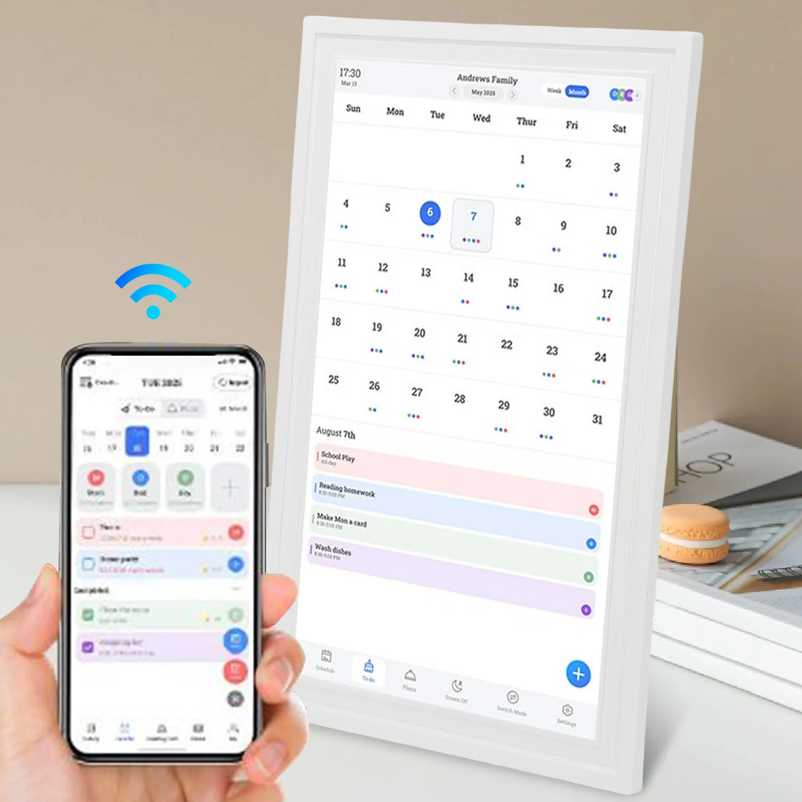 

15.6 Inch WiFi Digital Calendar Chore Chart Touch Screen Wall Planner Interactive Display for Family Schedules Cloud Photo Frame