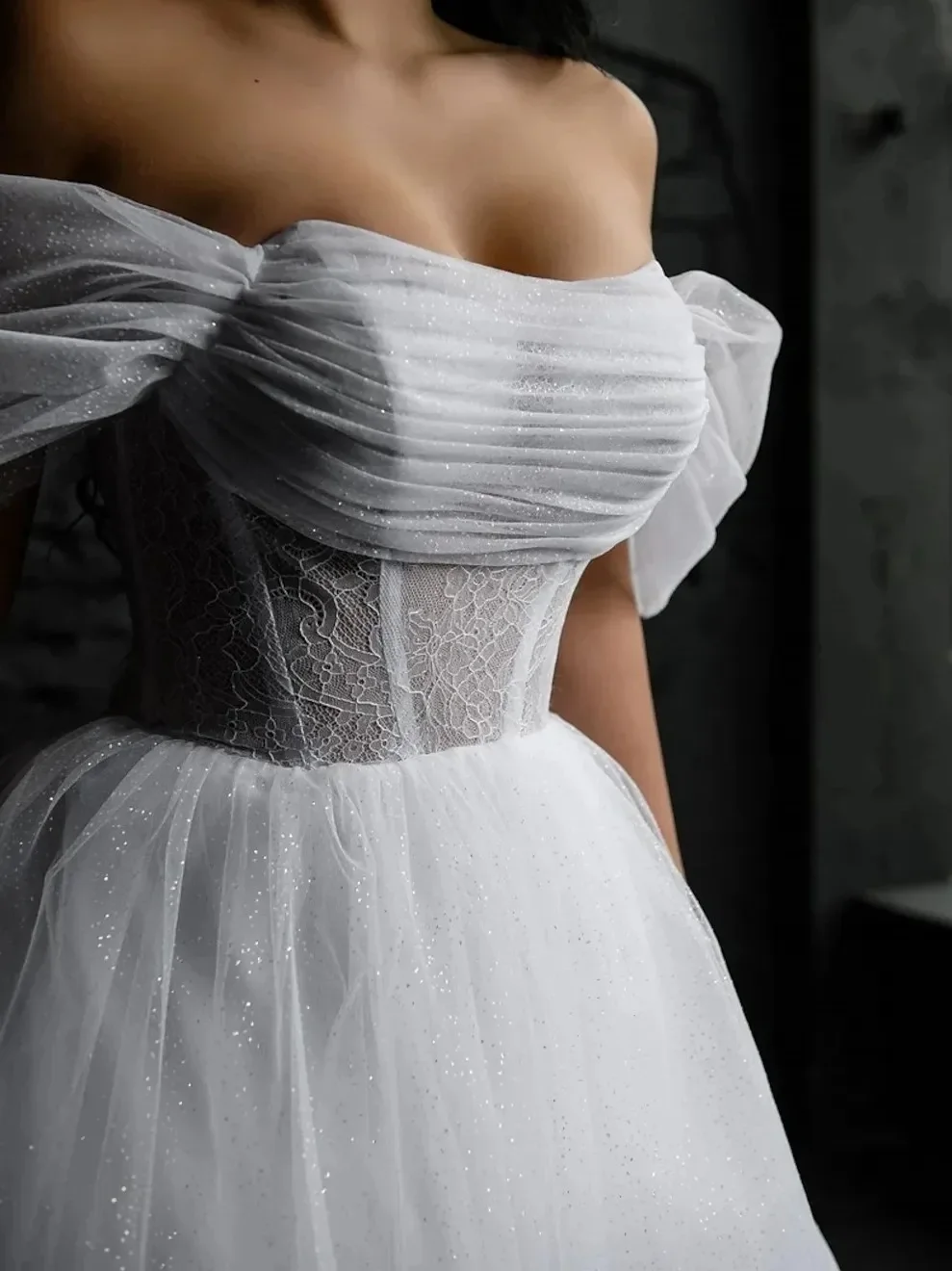 Vestido De Novia De longitud De té corto elegante, Sexy, sin tirantes, halter debajo del hombro, calcomanía, fiesta nupcial, salón De Novia, personalizado