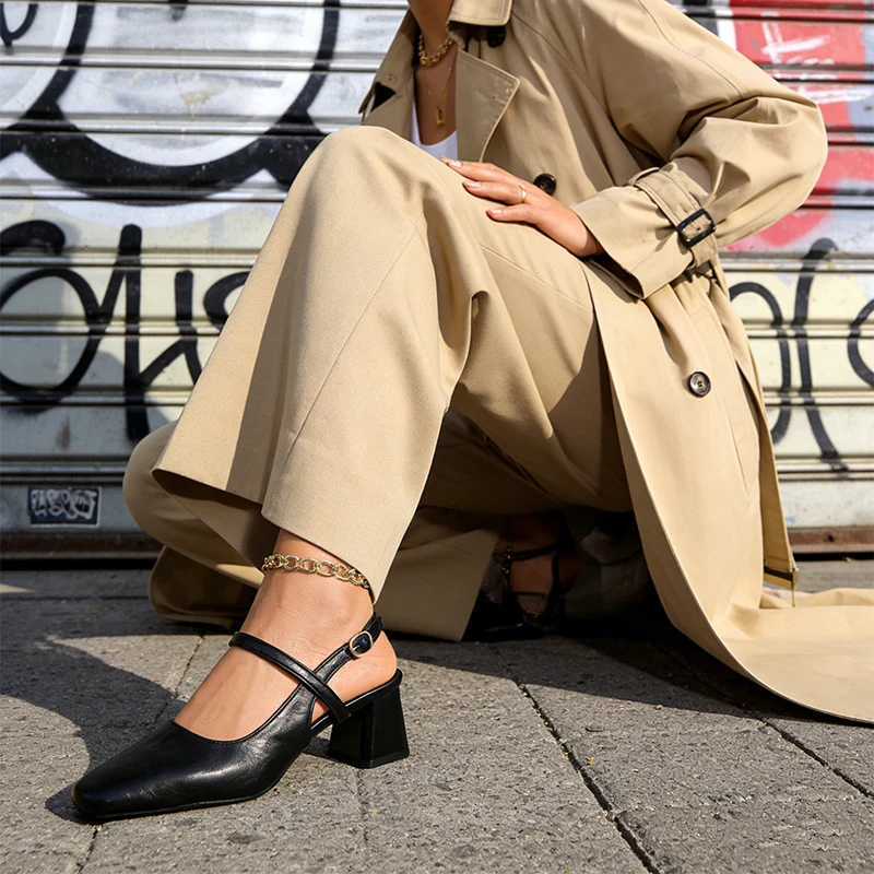 2026 Summer High Heel Sandals Women Party Shoes Elegant Brand Ladies Dress Shoes Black Brown Square Heel 6cm Big Size 42 D808