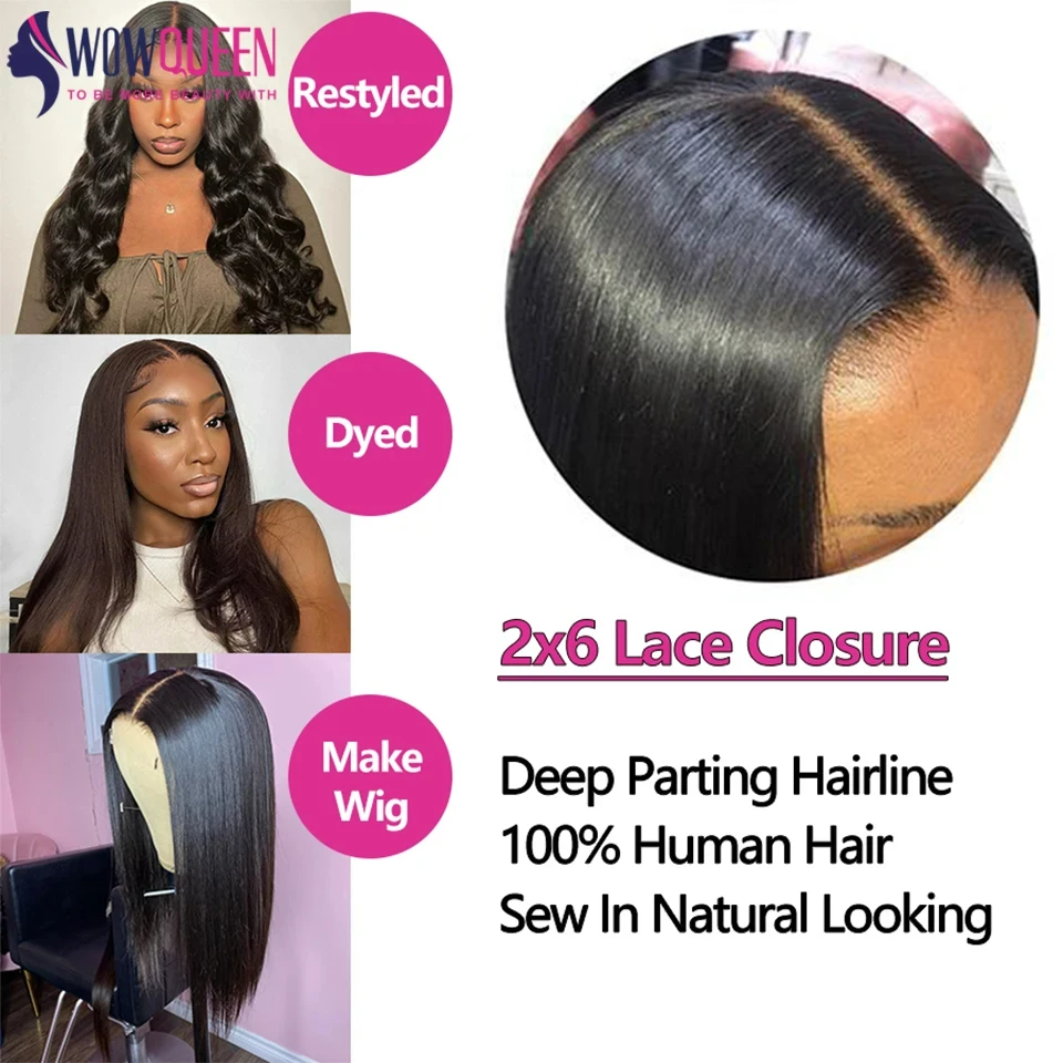 Straight 4x4 Transparent Swiss Lace Closure 13x4 Lace Frontal Human Hair Natural Hairline 2x6 Closure Only Melt Skins Remy