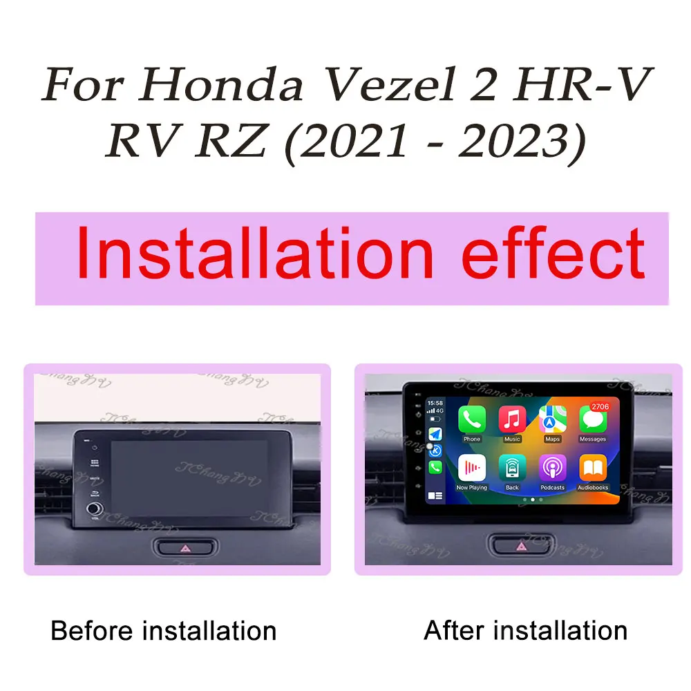 GPS Navi for Honda Vezel 2 HR-V RV RZ 2021 - 2023 QLED Screen Car Radio Multimedia Player Carplay DSP Stereo Split Screen WIFI