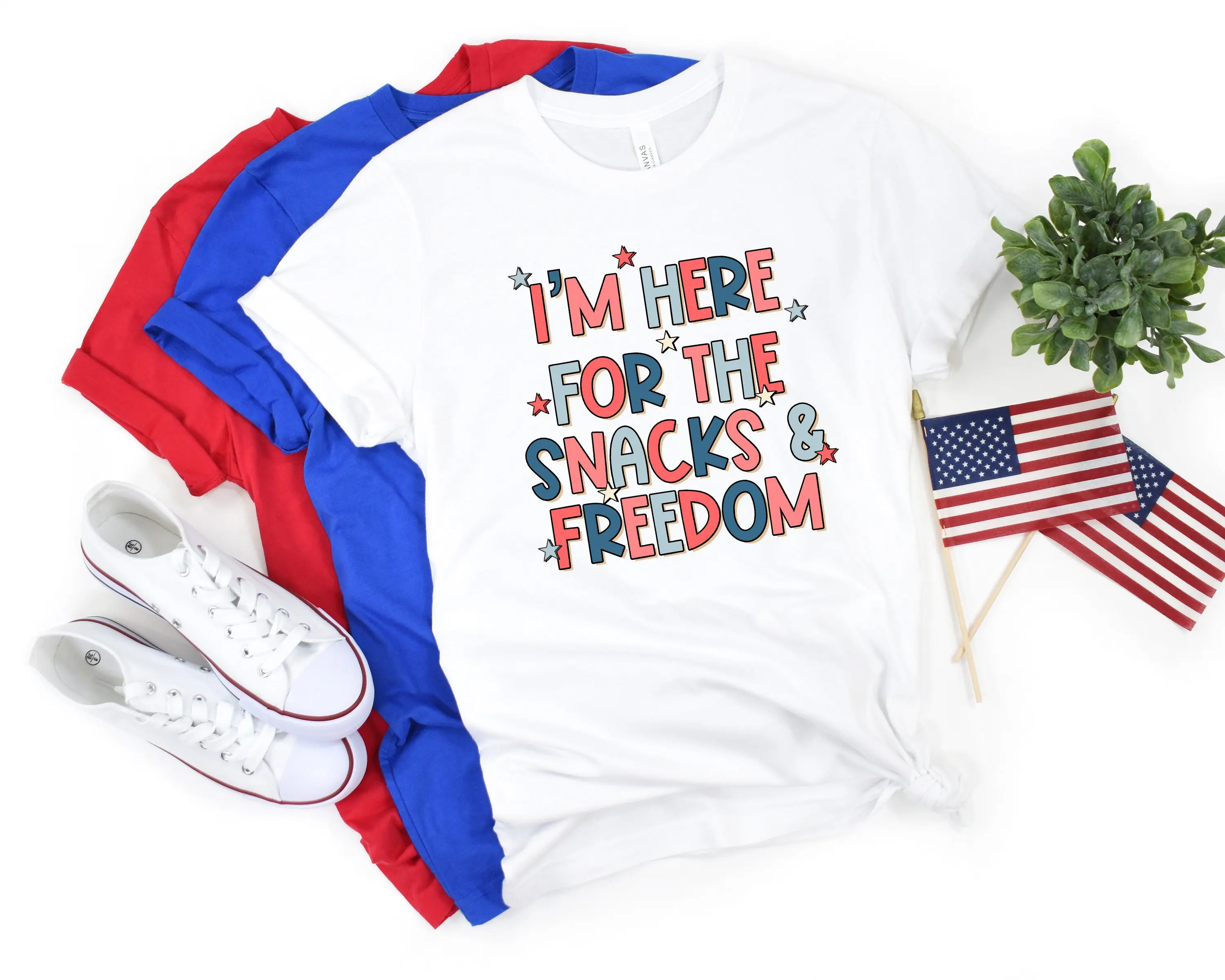 I'M Here For The Snacks And Freedom 4Th Of July T Shirt Fourth Independence Day