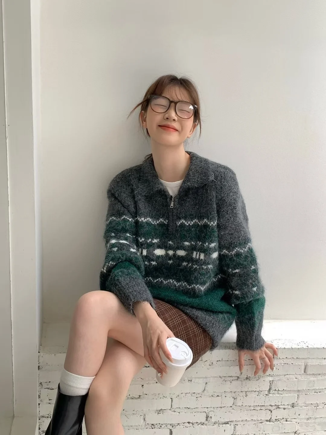 Retro Fair Isle f Zip gebreide wollen trui Lichtgewicht luxe bovenkleding Woon-werk Sle Long Sve Ne Warmte gegarandeerd