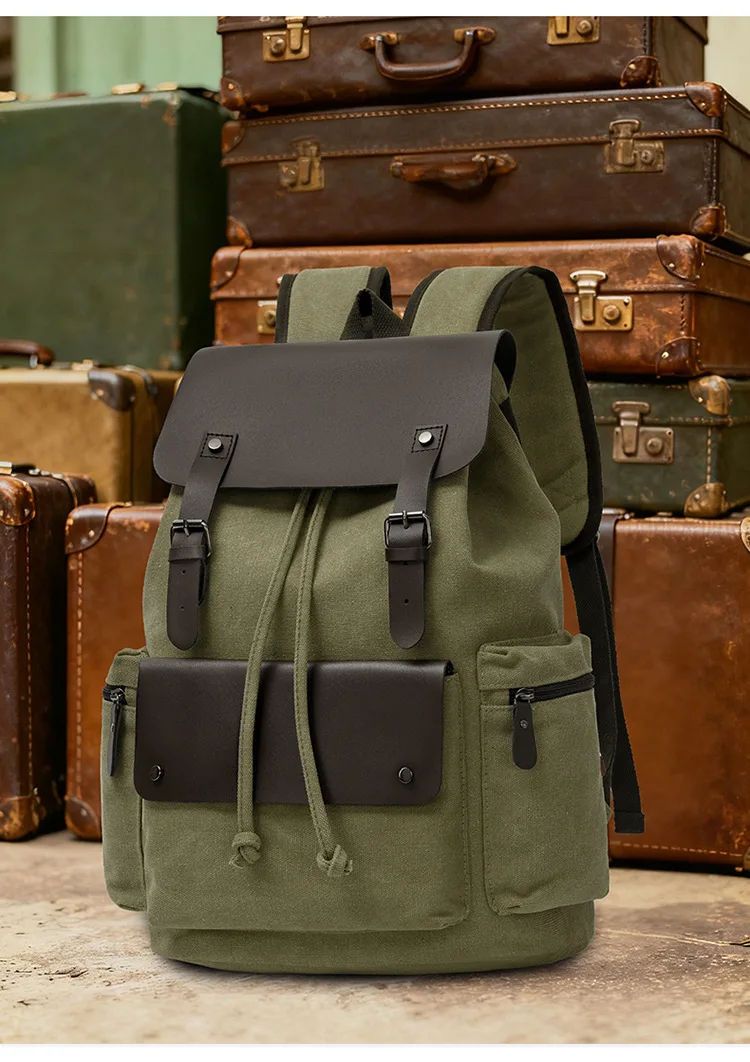 Large-Capacity Retro Backpack - Laptop-Friendly, Stylish Unique Design, Drawstring & Flip-Top, Fit for Travel & School