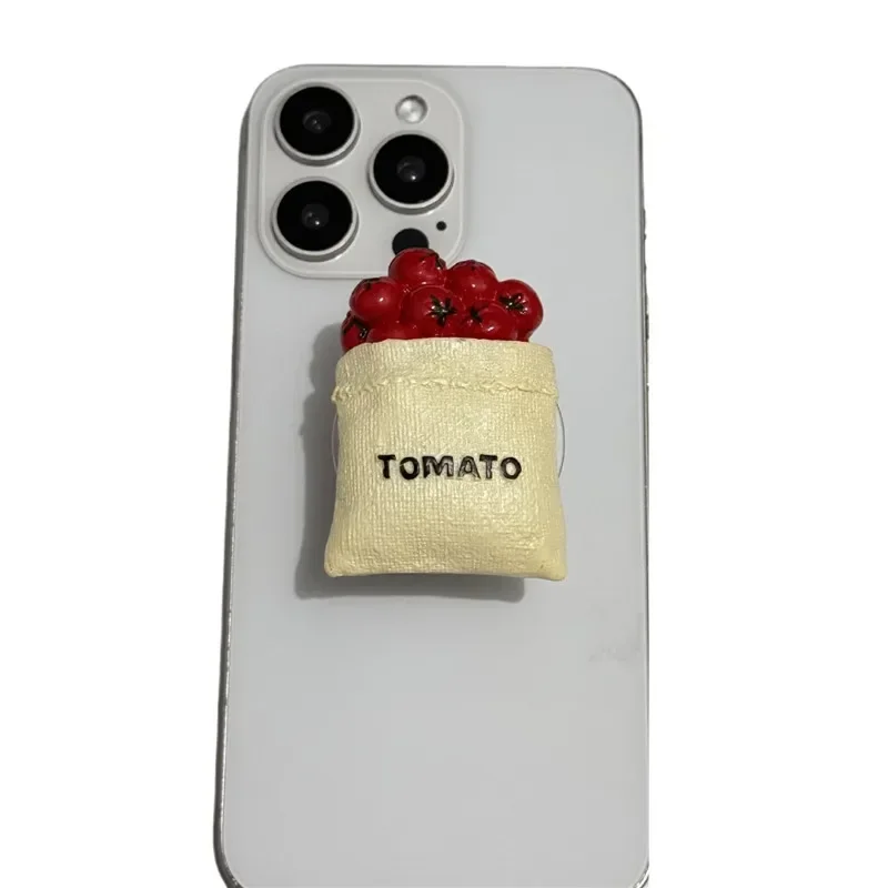 Penyangga Ponsel Berputar 3D untuk iPhone dengan Pegangan Anti-Selip Desain Lemon Peach, Penyangga dan Pegangan yang Dapat Diperluas untuk Smartphone dan Tablet