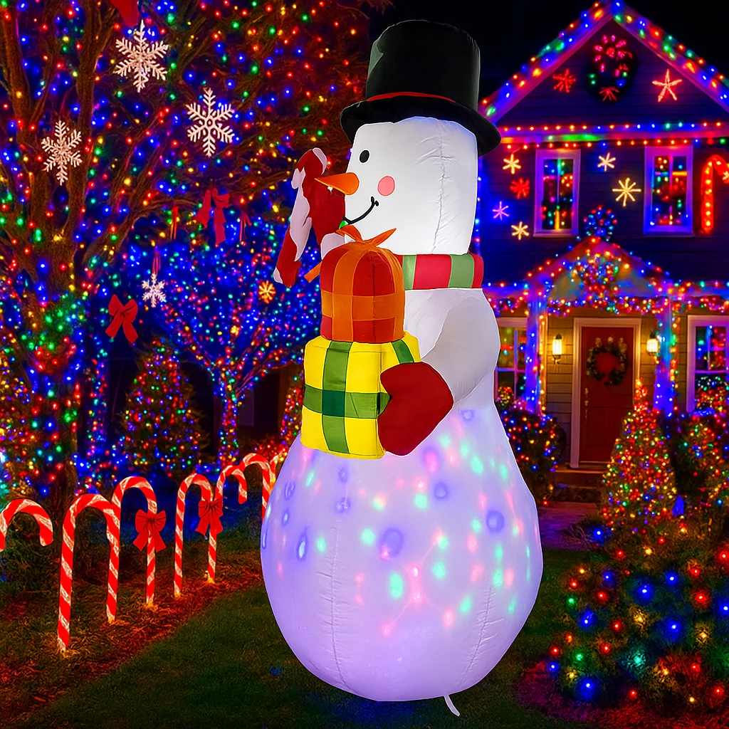 Christmas Decorations Inflatable Snowman Holding Gifts Toys Home Yard Ornaments with LED Decor Supplies Outdoor Decorations