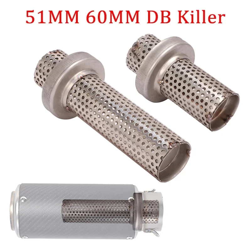 Slip On Universal Motorcycle 51mm 60mm DB Killer Catalyst Silencer Noise Sound Eliminator Exhaust Flow Moto Escape Muffler