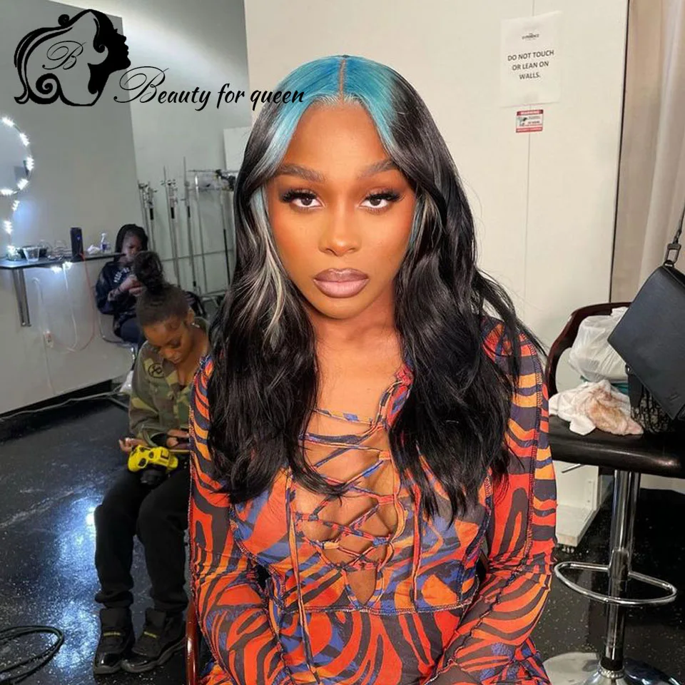 

Good Quality Blue Black Long Hair Wig 13x4 Lace Front Wig 100% Human Hair 180% Density Human Hair Fashion Women Hot Sale