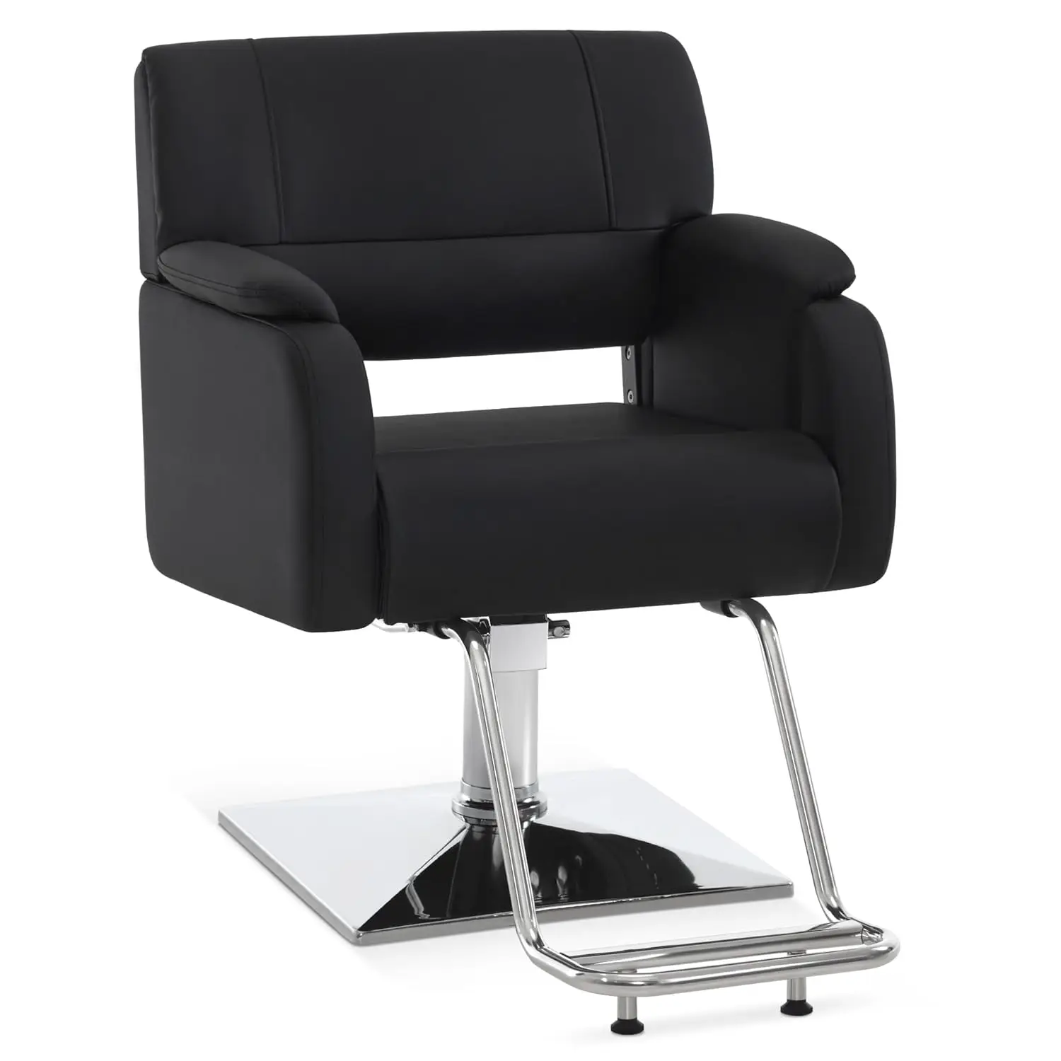 

Modern Salon Chair with Adjustable Height for Hairstylist, PVC Leather & 330lb Capacity for Home or Barbershop 8459 (Black)
