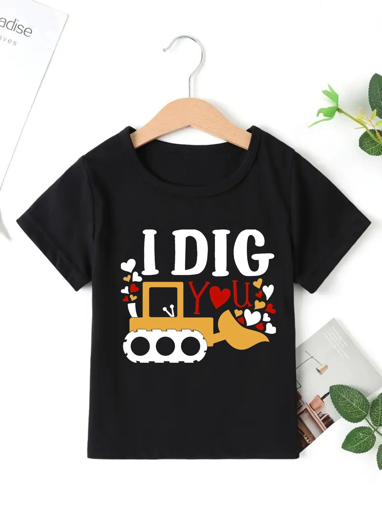 

Kawaii Kids Clothes I Did You Excavator Love Hearts Printed T Shirt Girls/Boys Valentine'S Day Gift T-Shirt Funny Summer Shirt