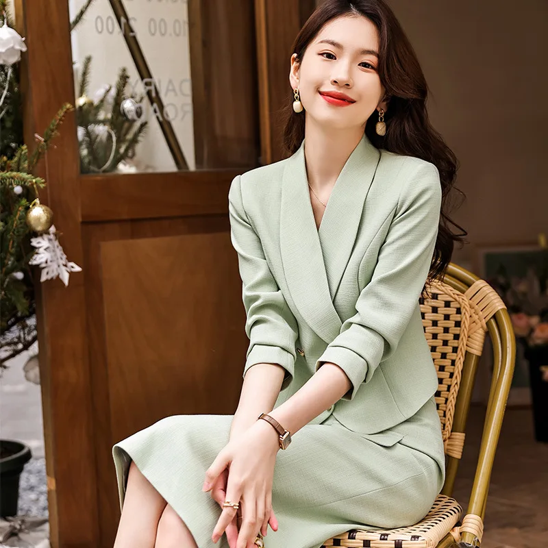 

Short Suit Coat for Women Spring and Autumn 2023 New Business Suit Small Suit Two-Piece Dress High Sense