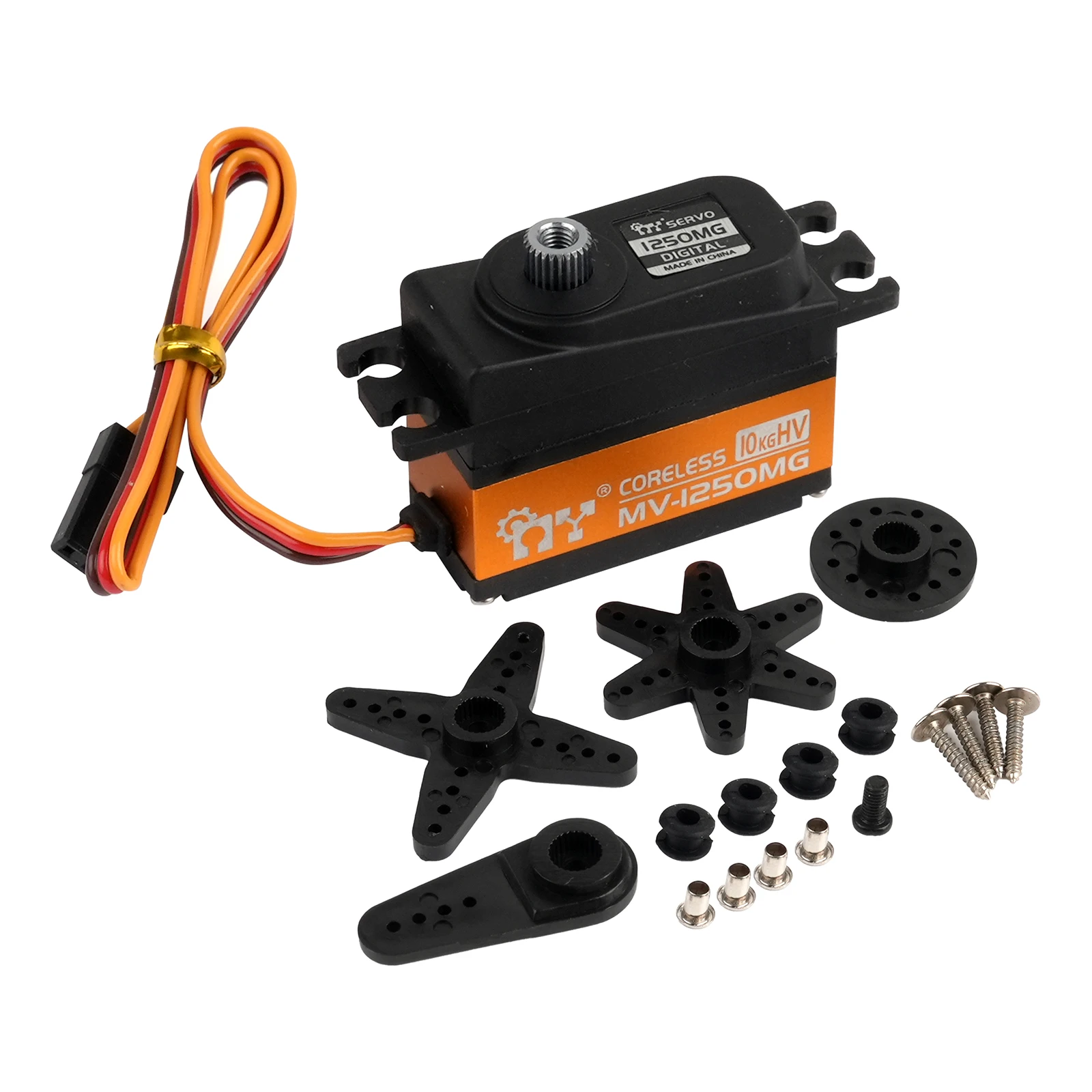 

JX MV-1250MG 10KG Digital Servo 180° Metal Gear 8.4V High Voltage Coreless Motor RC Servo for Mechanical Arm Boat Airplane Car