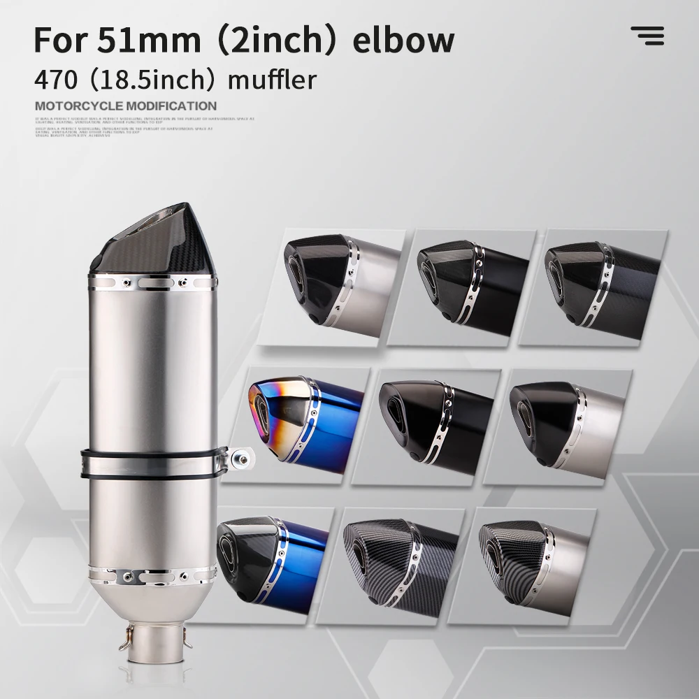 

470mm length exhaust pipe motorcycle tail modified exhaust pipe 51MM caliber escape