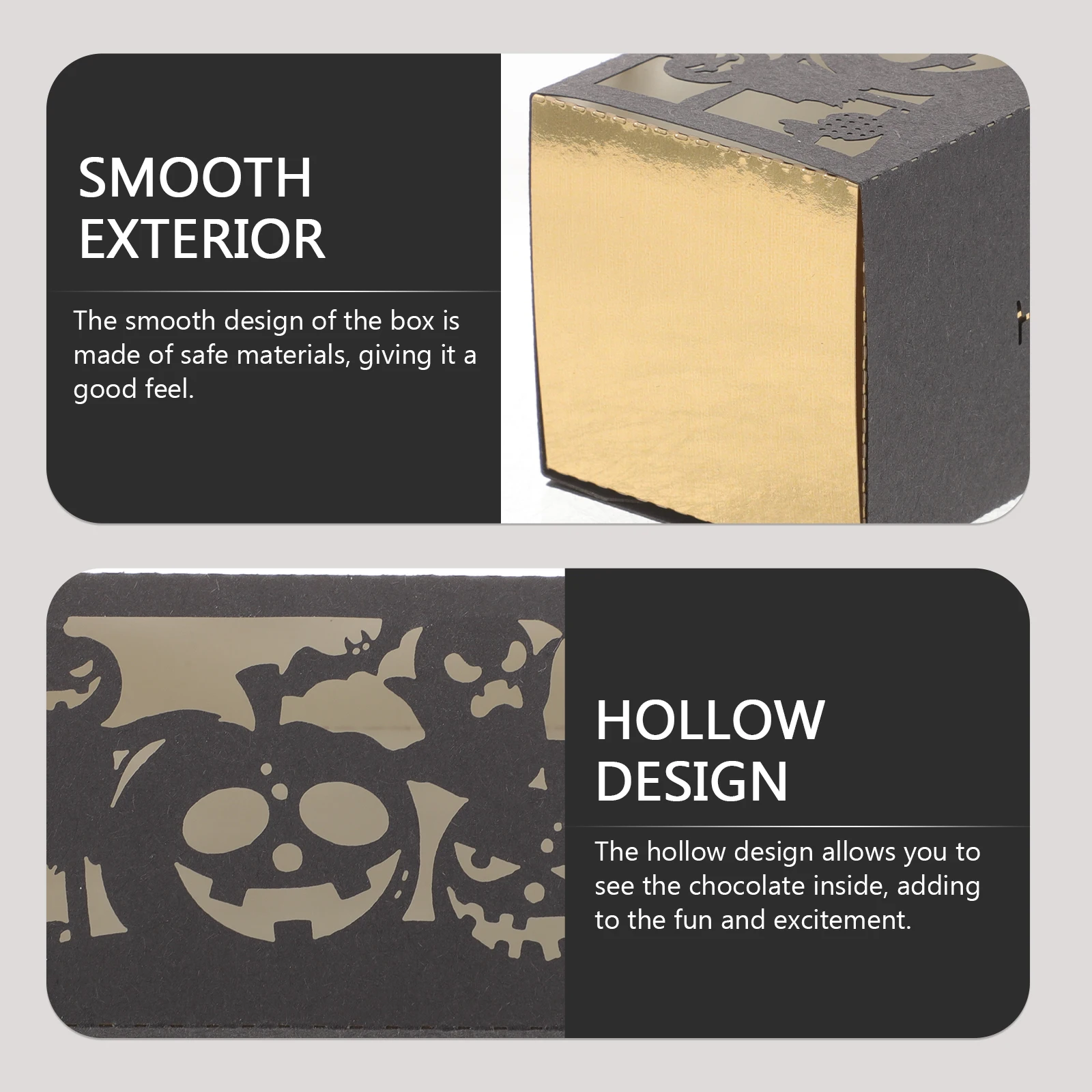 

50Pcs Halloween Chocolate Box Hollow Paper Candy Container Compact Portable for Party Favors Wedding Treat Boxes
